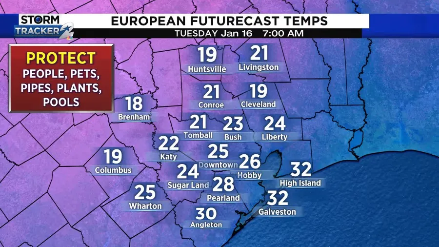 A major hard freeze is expected to hit Houston